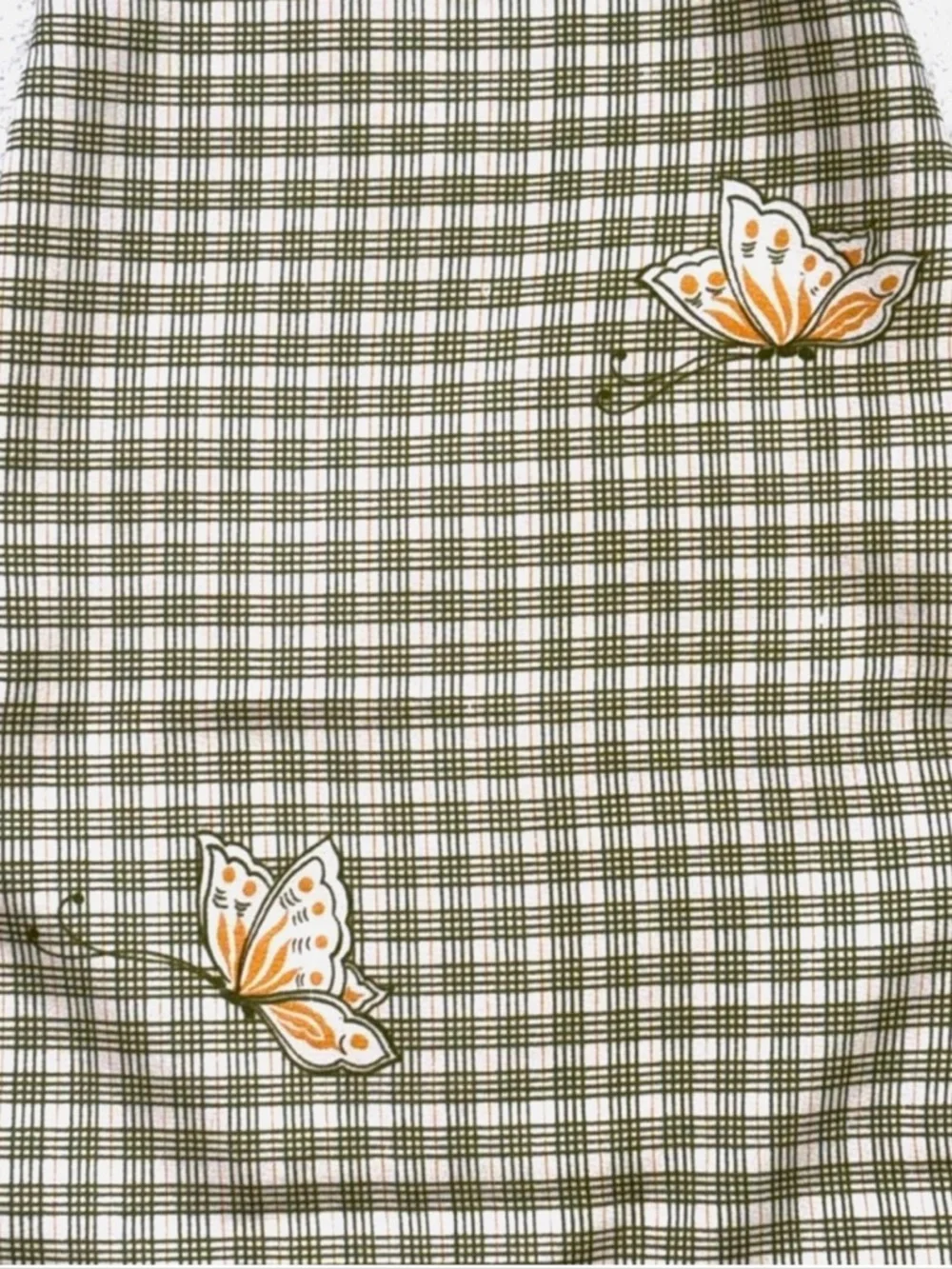 Vintage Made In Italy Butterfly Scarf Green Gingham Cottagecore Spring